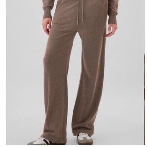 GAP CashSoft Wide Leg Sweater Pants Knit Brown XL Pockets Cozy Soft Lounge